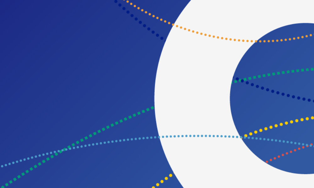 Graphic of dotted lines leading into a circle.